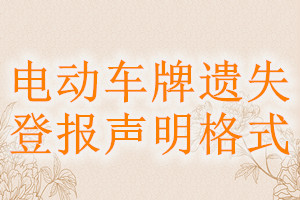 電動車牌遺失登報(bào)聲明格式